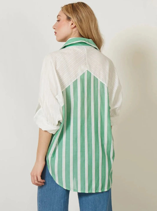 Πουκάμισο ριγέ με δυο υφάσματα