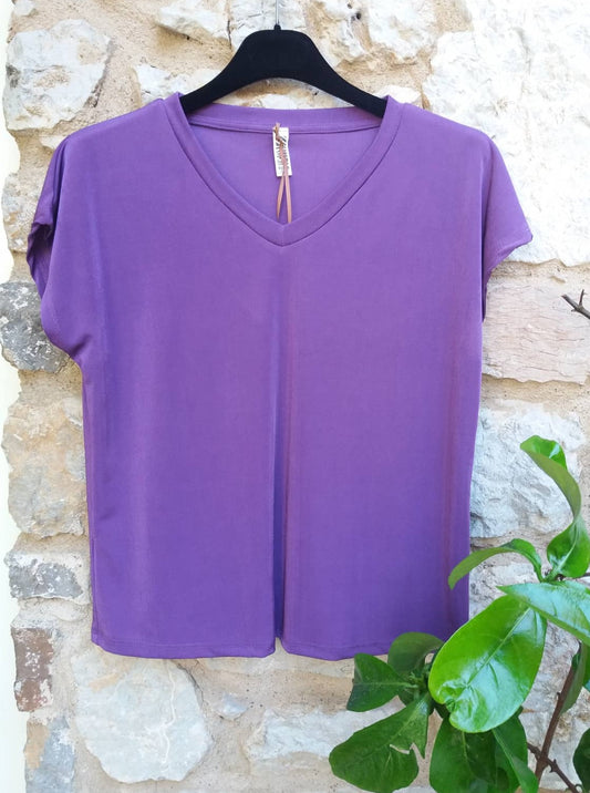 Μπλούζα V με κοντό μανίκι