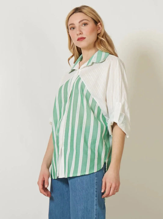 Πουκάμισο ριγέ με δυο υφάσματα